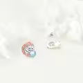 wholesale 925 Sterling Silver Heart-Shaped Moonstone Hedgehog Stud Earrings for Women and Men-0-3
