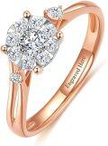 wholesale TOUPOP Rose Gold Plated Halo Wedding Rings For Women 1ct Moissanite Diamond Personalized Halo Engagement Ring Anniversary Birthday Mother's Day Jewelry Gifts For Her Wife Bride Girlfriend -0-0