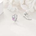 wholesale 925 Sterling Silver Angel with Pink CZ Heart Studs - Valentine's Day Gift for Her-0-1