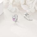 wholesale 925 Sterling Silver Angel with Pink CZ Heart Studs - Valentine's Day Gift for Her-0-1