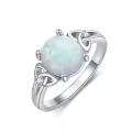 TOUPOP 14k Gold Plated White Opal Ring Women's Celtic Engagement Wedding Jewelry-0-0