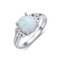 TOUPOP 14k Gold Plated White Opal Ring Women's Celtic Engagement Wedding Jewelry-0-0