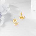 wholesale 14K Gold Star and Crescent Moon Filigree Teardrop Dangle Earring Leverback  for Women Girls-0-2