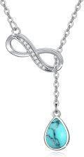 wholesale 925 Sterling Silver Infinity Turquoise Drop Pendant Necklace-0-0