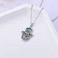 wholesale 925 Sterling Silver Abalone Shell Hamsa Hand with Star of David and Evil Eye Pendant Lucky Charm Necklace for Women & Men-0-3