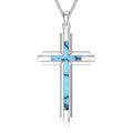 wholesale 925 Sterling Silver Turquoise Inlay  Celtic Crucifix Cross Pendant Necklace for Men & Women-0-0