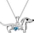 wholesale 925 Sterling Silver Dachshund Birthstone Necklace for Women Dog Lovers-0-0