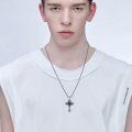 wholesale Sterling Silver Oxidized Cross Pendant Necklace Adjustable 18+2 Chain for Men Women Protection Gift-0-2