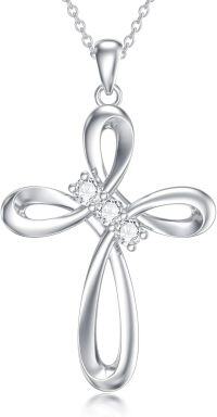 wholesale 925 Sterling Silver 925 with Cubic Zirconia Pendant Necklaces for Women - Elegant Bow Design  Set-3-Infinity Cross Necklace