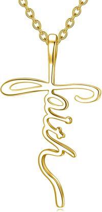 wholesale 925 Sterling Silver Cross Necklace for Women with Stone, Religious Christian Jewelry Gift-Faith-gold plated