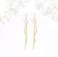wholesale Gold Solid 14K Freshwater Pearl Threader Tassel Drop Earrings-0-4