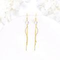 wholesale Gold Solid 14K Freshwater Pearl Threader Tassel Drop Earrings-0-4