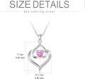 wholesale TOUPOP Forever Love Heart October Birthstone Pendant Necklaces For Women S925 Sterling Silver With Pink, Birthday Mother’s Day Jewelry Gift For Mom Daughter Wife -0-2