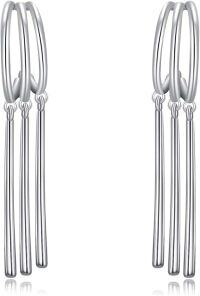 wholesale 925 Sterling Silver Long Tassel Drop Dangle Earrings for Women Anime One-Piece Cosplay -Silver