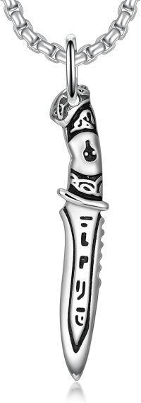 wholesale 925 Sterling Silver Tribal Knife Pendant Necklace  for Men-B01