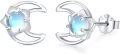 wholesale 925 Sterling Silver Blue Moonstone Crescent Stud Earrings for Women-0-0