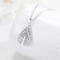 wholesale 925 Sterling Silver Heart-Shaped Red CZ Gemstone Tree of Life Pendant Necklace-0-2