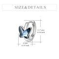 wholesale 925 Sterling Silver Butterfly Hoop Earrings With Blue Crystals-0-5