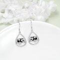 wholesale 925 Sterling Silver Panda Bear Teardrop Dangle Earrings for Women and Girls-0-1