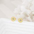 wholesale 925 Sterling Silver Gold Plated Sunflower Stud Earrings with Cubic Zirconia for Women-0-3