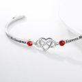 wholesale 925 Sterling Silver Forever My Daughter Heart Bangle With Pink Stones-0-13