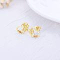 wholesale 14K Yellow Gold Sunflower Heart Stud Earrings with Diamond Accents for Women - Real 14K Gold  Ideas-0-2