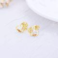 wholesale 14K Yellow Gold Sunflower Heart Stud Earrings with Diamond Accents for Women - Real 14K Gold  Ideas-0-2