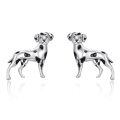wholesale 925 Sterling Silver Dalmatian Dog Earrings-0-0
