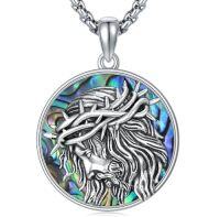 wholesale Saint Patron Necklace For Men Women 925 Sterling Silver St Medal Protection Necklace Catholic Religious Amulet Gifts For Christmas Birthday Father Son Brother Husband -style_name:A-Jesus II Abalone shell