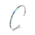 wholesale 925 Sterling Silver Rainbow Abalone Inlay Cuff Bracelet-0-0