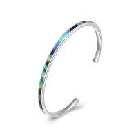 wholesale 925 Sterling Silver Rainbow Abalone Inlay Cuff Bracelet-Abalone Bracelet
