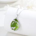 wholesale 925 Sterling Silver Green Jade Howling Wolf Pendant Necklace-0-1