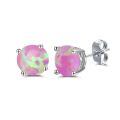 wholesale 925 Sterling Silver Green Fire Opal Round Stud Earrings - Multiple Sizes & Colors for Women Men Gifts-0-17