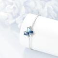 wholesale 925 Sterling Silver Blue Crystal Butterfly Charm Bangle Bracelet for Women-0-3