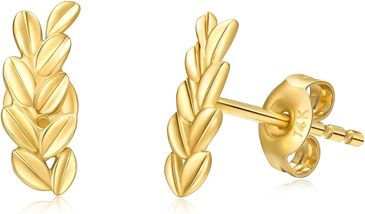 14K Gold Stone Stud Earrings for Women Real 14K Jewelry Gifts-0-0