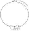 wholesale 925 Sterling Silver Heart & Paw Print Charm Bracelet - Pet Lover Gifts for Women and Girls-0-0