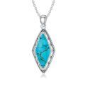 wholesale 925 Sterling Silver Turquoise Marquise Pendant Necklace-0-0