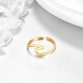wholesale 9K Gold Adjustable Ring - Minimalist Wave Design with Free Form Stones-0-3