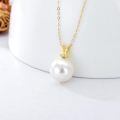 TOUPOP 14K Gold Freshwater Pearl Necklace with Bow Heart Dolphin Pendant-0-2