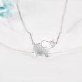 wholesale 925 Sterling Silver Elephant with Pink Heart Charm Pendant Necklace for Women and Girls - 36cm Chain Length-0-4