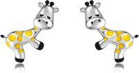 wholesale 925 Sterling Silver Giraffe Stud Earrings with Yellow Spots and Black Accents for Women Girls Mother's Day Gift-Giraffe Stud-Giraffe Stud