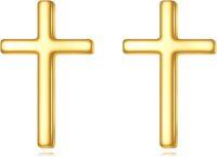 wholesale 18k Yellow Gold Plated Simple Cross Stud Earrings for Women Christian  Ideas for Mother's Day and Christmas-Cross