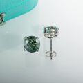 wholesale 925 Sterling Silver Round Green Moss Agate Stud Earrings for Women-0-4
