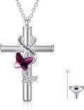 wholesale Sterling Silver Urn Cross Necklace for Ashes Cremation Jewelry with Funnel Kit-0-30