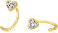 wholesale 14K Gold Yellow Diamond Open Heart Ear Cuff Wrap Studs Jewelry for Women-0-0