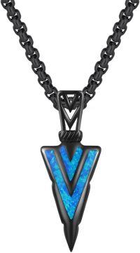 wholesale Black 925 Sterling Silver Blue Opal Abalone Turquoise Pendant Necklace with Black Chain and Gold-Plated Accents-D-00001