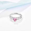 wholesale 925 Sterling Silver Heart-shaped Pink Crystal Ring-0-1