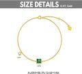 wholesale 14K Gold Square Green Stone Charm Bracelet for Women - Mothers Day Gift (6 + 2 inch)-0-0