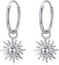 wholesale 925 Sterling Silver Sun Dangle Earrings Hypoallergenic Hoop Earrings for Women Jewelry Lovers-0-0