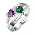 TOUPOP Sterling Silver Simulated Birthstones Personalized Mother Rings-0-0